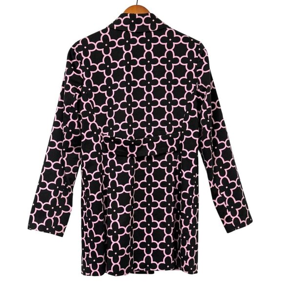 Skirtin Around Jacket Black Pink Floral Print Long Sleeves Pockets Cotton Size 8 - Picture 4 of 11